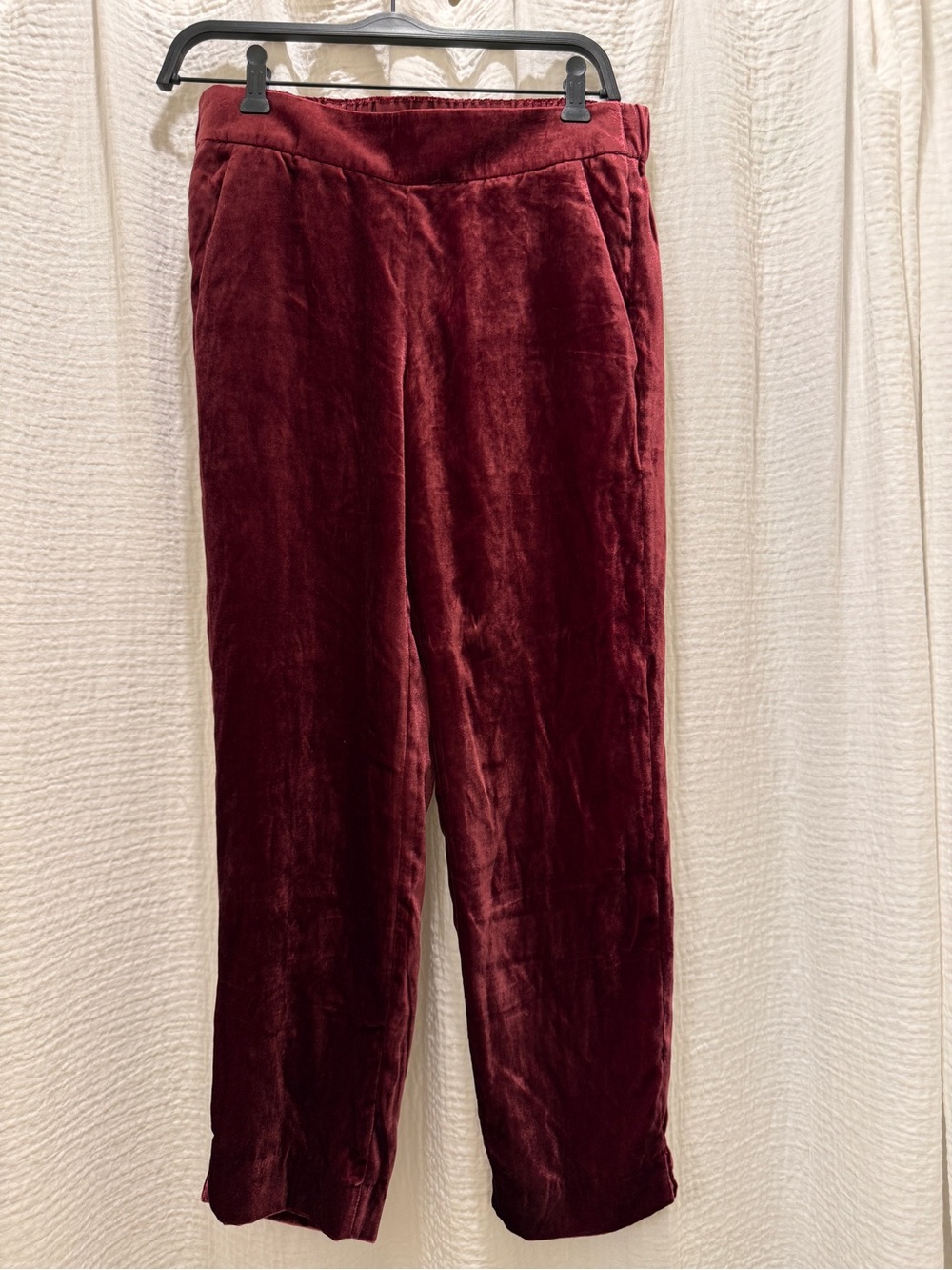 J Crew NWT Burgundy Velvet Pull-On Easy Pants